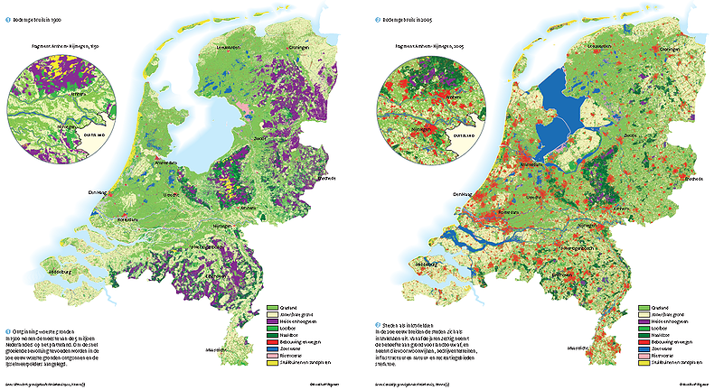 Veranderd grondgebruik NL 1900-2005