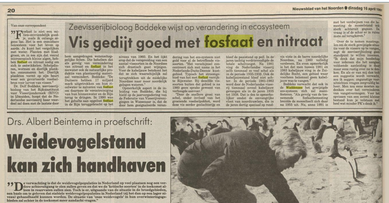 Flashback 16 april 1991: visserijbioloog Dolf Boddeke waarschuwde al voor dalende visstand door afname fosfaat