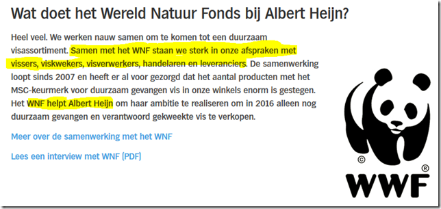 WNF bedrijft marketing voor MSC bij Albert Heijn en MSC casht de royalty's bij vergroting verkoopvolume en een fee voor consumer facing-verkoopvolume