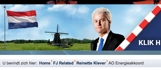 Dit oogt toch even potsierlijk als Al Gore, de Grote Geertcultus bij een windmolen en Nederlandse vlag. Geert, waar is de zelfrelativering?