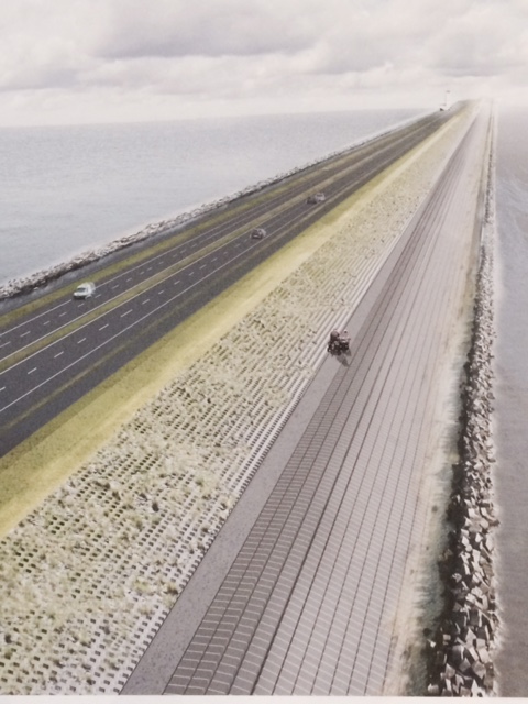 Impressie van nieuwe Afsluitdijk die 'overslagbestendig' is...