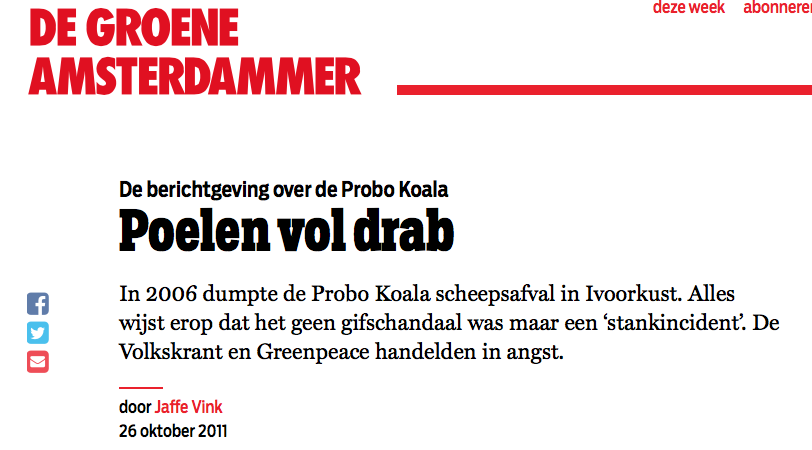 'De Volkskrant', dat was Jeroen Trommelen, de hoofdredacteur van Investico. Hij kreeg een journalistieke prijs voor zijn miskleun en krijgt nu een ton subsidie