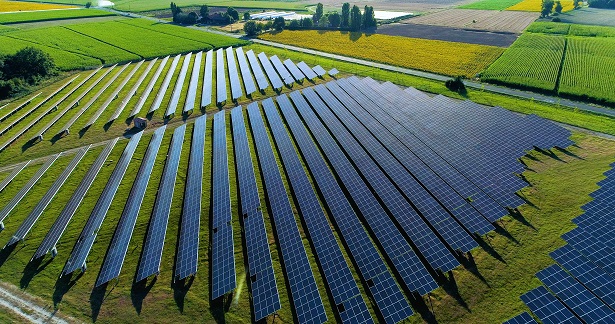 Solar,Panels,In,Aerial,View