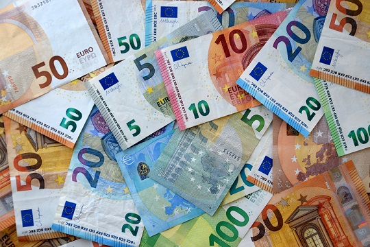 Many,European,Euro,Money,Bills,In,Chaotic,Arrangement.,Pile,Of