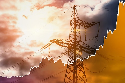 Transmission,Tower,And,Raising,Sparkline,Chart,Representing,Electricity,Prices,Rise