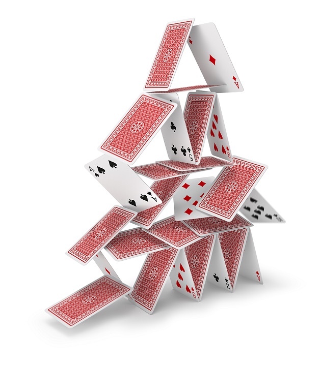 House,Of,Cards,3d,Falling,Down,,Isolated,On,White